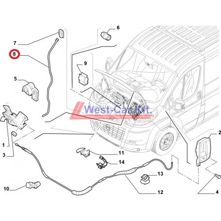 2006-> Ducato Jumper Boxer hood support rod Original numbers: 1342117080 792753