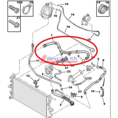 2006-> Ducato Jumper Boxer 2.2 hdi cooler water hose upper Original number: 1343JP