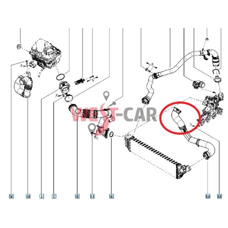 2010-> Renault Master Opel Movano Nissan NV400 Intercooler cső felső javító cső Gyári szám: 144600588R