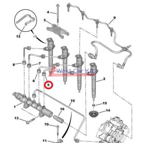 Nagynyomású cső Citroen Jumper Peugeot Boxer 2.2HDI BOX 06- 1. injektor Gyári szám: 1570K6