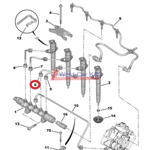Üzemanyagcső Citroen Jumper Peugeot Boxer 2.2HDI BOX 06- 2 INJ. Gyári szám: 1570K7