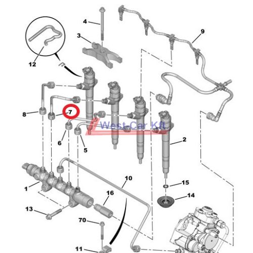 Üzemanyagcső Citroen Jumper Peugeot Boxer 2.2HDI BOX 06- 3 INJ. Gyári szám: 1570K8
