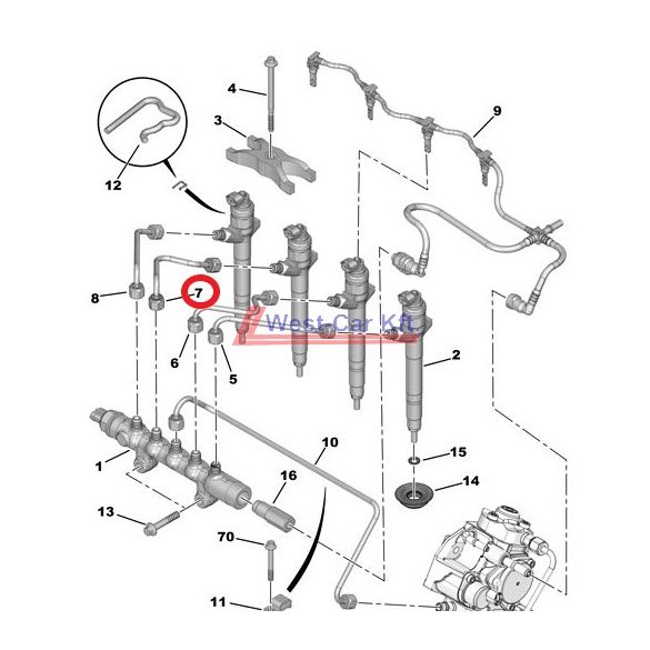 Üzemanyagcső Citroen Jumper Peugeot Boxer 2.2HDI BOX 06- 3 INJ. Gyári szám: 1570K8