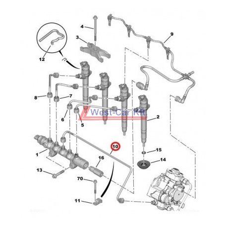 Fuel pipe pumpa-Common railig Citroen Jumper Peugeot Boxer 2.2HDI BOX 06- original number: 1570L2