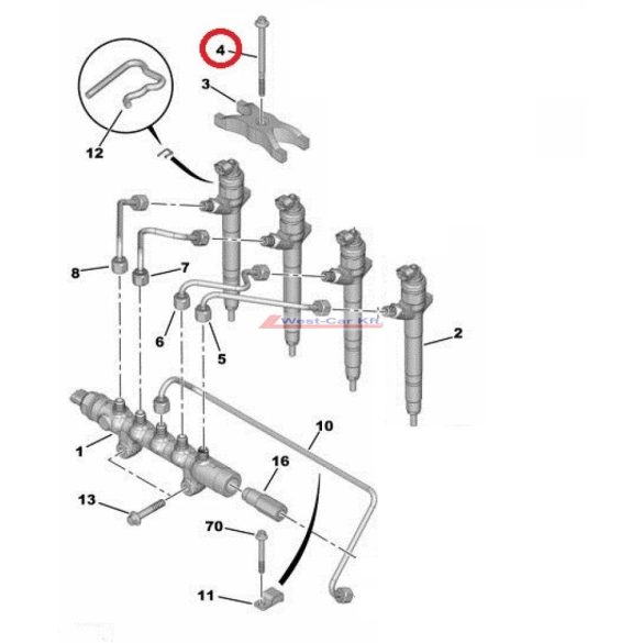 2006- Citroen Jumper Peugeot Boxer Injektor lefogató csavar 2.2HDI  Gyári szám: 1610369580