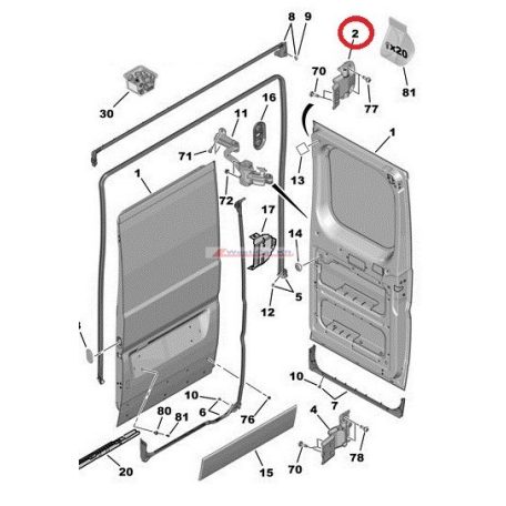 right rear upper door hinge Citroen Jumper Peugeot Boxer 06- 180" original number: 1617323880 1388882080