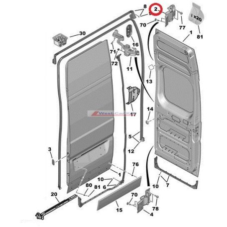 left rear upper door hinge Citroen Jumper Peugeot Boxer 06- 180" original number:1617323980