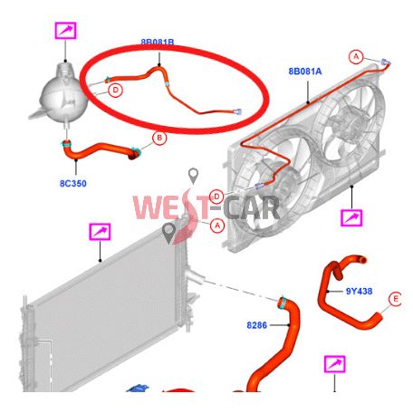 2014-> Ford Transit 2.2 Puma kiegyenlítő tartály túlfolyó cső Gyári szám: 2548261