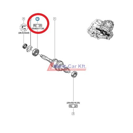 2010-> Renault Master Opel Movano Nissan NV400 2.3 Dci primer tengely váltó csapágy Gyári szám: 322032609R
