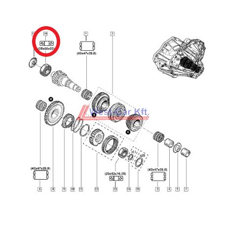 2010-> Renault Master Opel Movano Nissan NV400 2.3 Dci szekunder tengely csapágy Gyári szám: 322637415R
