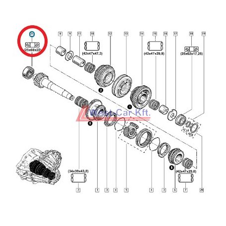 2010-> Renault Master Opel Movano Nissan NV400 2.3 Dci szekunder tengely csapágy Gyári szám: 322637415R