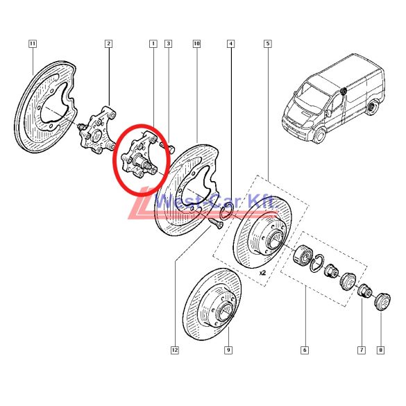 2014-> Renault Trafic Nissan NV300 Opel Vivaro rear left wheel hub OE: 430433572R