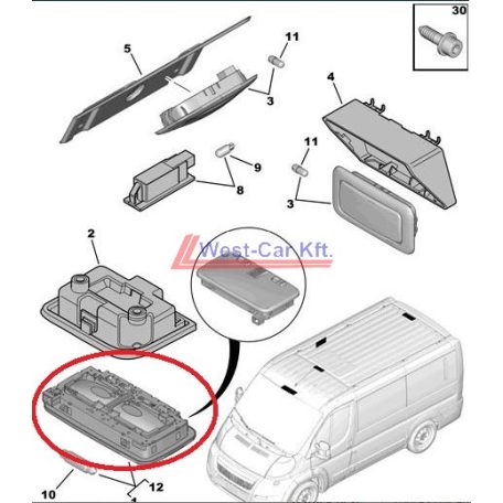 2006-> Ducato Jumper Boxer cabin interior lamp Original number: 6362CX