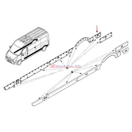 Renault master Opel Movano utángyártott Jobb hátsó oldal díszléc Gyári szám: 768F30007R