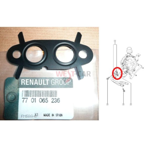 2010-> Renault Master / Opel Movano / Nissan NV400 Turbcharger coolant pipe gasket Original number: 7701065236