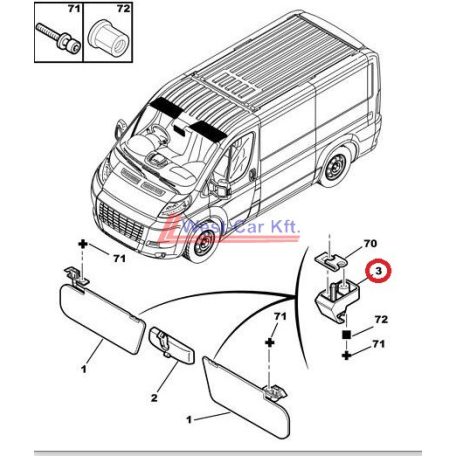 2006-> Peugeot Boxer Citroen Jumper Fiat Ducato Sun Visor bracket Original number: 8143 QQ