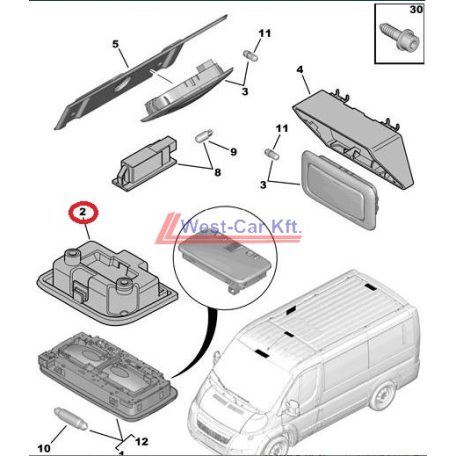 2006-> Ducato Jumper Boxer cabin interior lamp bracket Original number: 8146 Y5