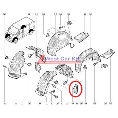   2001-> Renault Trafic Opel Vivaro front left mud splash OE: 8200081104