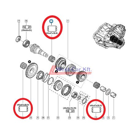 2010-> Renault Master Opel Movano Nissan NV400 2.3 Dci secunder shaft needle bearing Original number: 8200117772