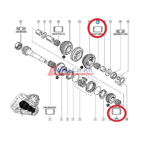 2010-> Renault Master Opel Movano Nissan NV400 2.3 Dci secunder shaft needle bearing Original number: 8200117772