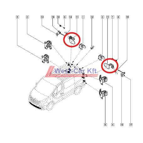 2001-> 2014-> Renault Trafic Opel Vivaro Original (Nissan) rear door limiter OE: 824302173R