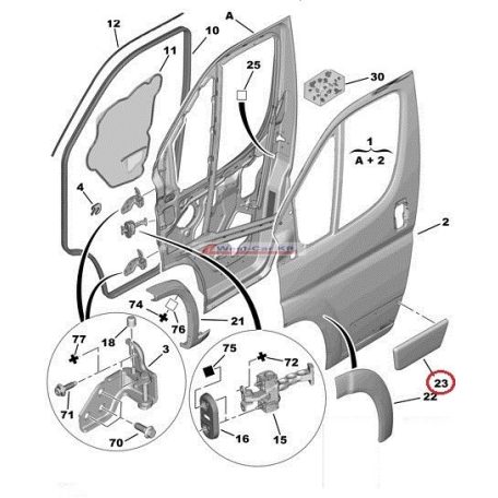 door molding right front Citroen Jumper Peugeot Boxer 06- FRONT RH original number: 8545FC