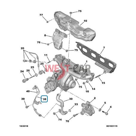 2014-> Citroen Jumper Peugeot Boxer Transit 2.0 BHDI  turbocharger oil pipe OE: 9807661880