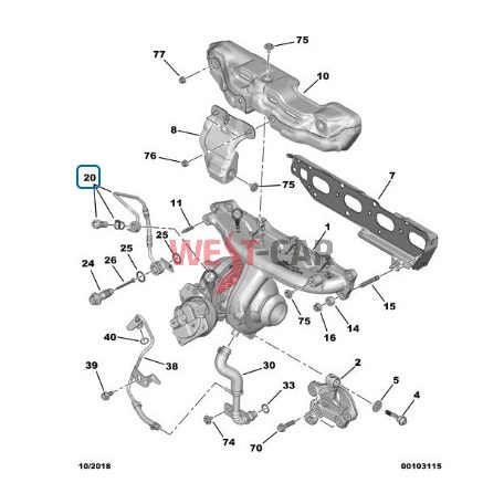 2014-> Citroen Jumper Peugeot Boxer Transit 2.0 BHDI  turbocharger oil pipe OE: 9807703680