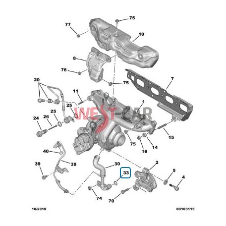 2014-> Citroen Jumper Peugeot Boxer Transit 2.0 BHDI  turbocharger return pipe sealing OE: 9808790780