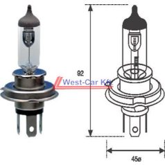   Valeo H4 +50% headlight light bulb 12V 60/55W +50% brightness